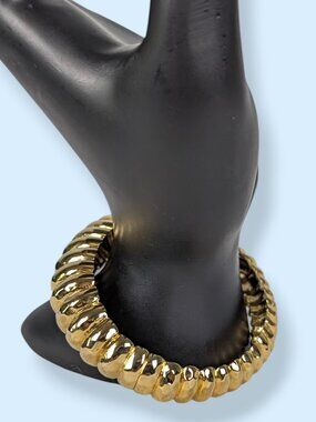 Vintage Gold Tone Puffy Hinge Bracelet